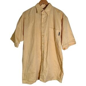 Vintage Y2K Dragonfly Men's Yellow Embossed Short Sleeve Button Down Shirt M